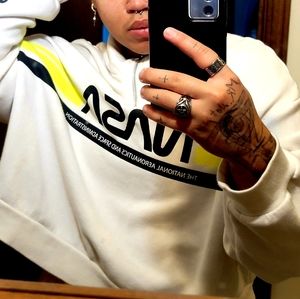 White NASA cropped jacket